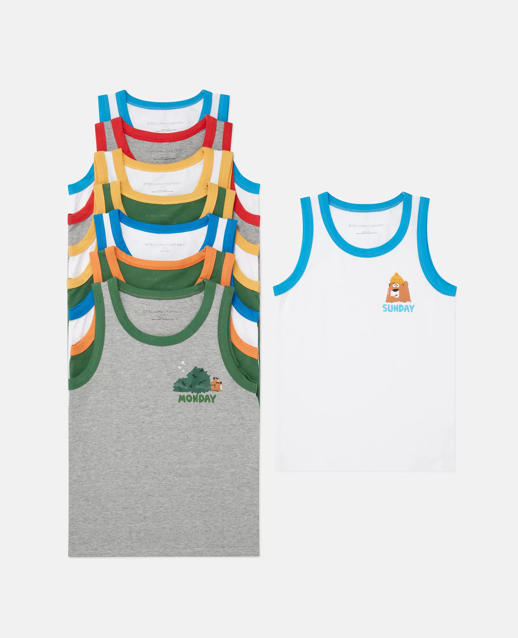Stella McCartney 7 Pack Of Bear Badge Days Of The Week Vests Best Sale