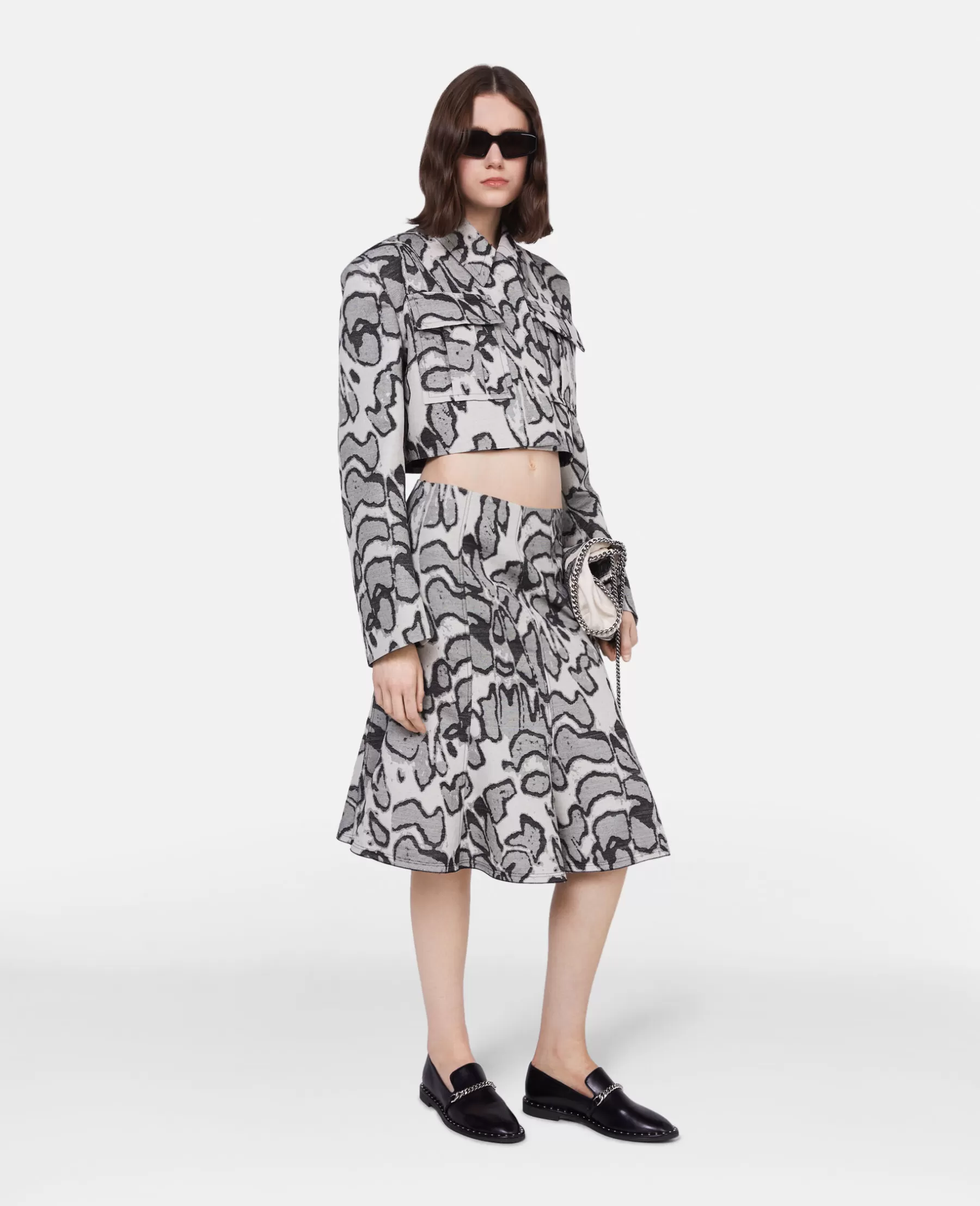 Stella McCartney Abstract Moth Jacquard Belted Skirt Sale