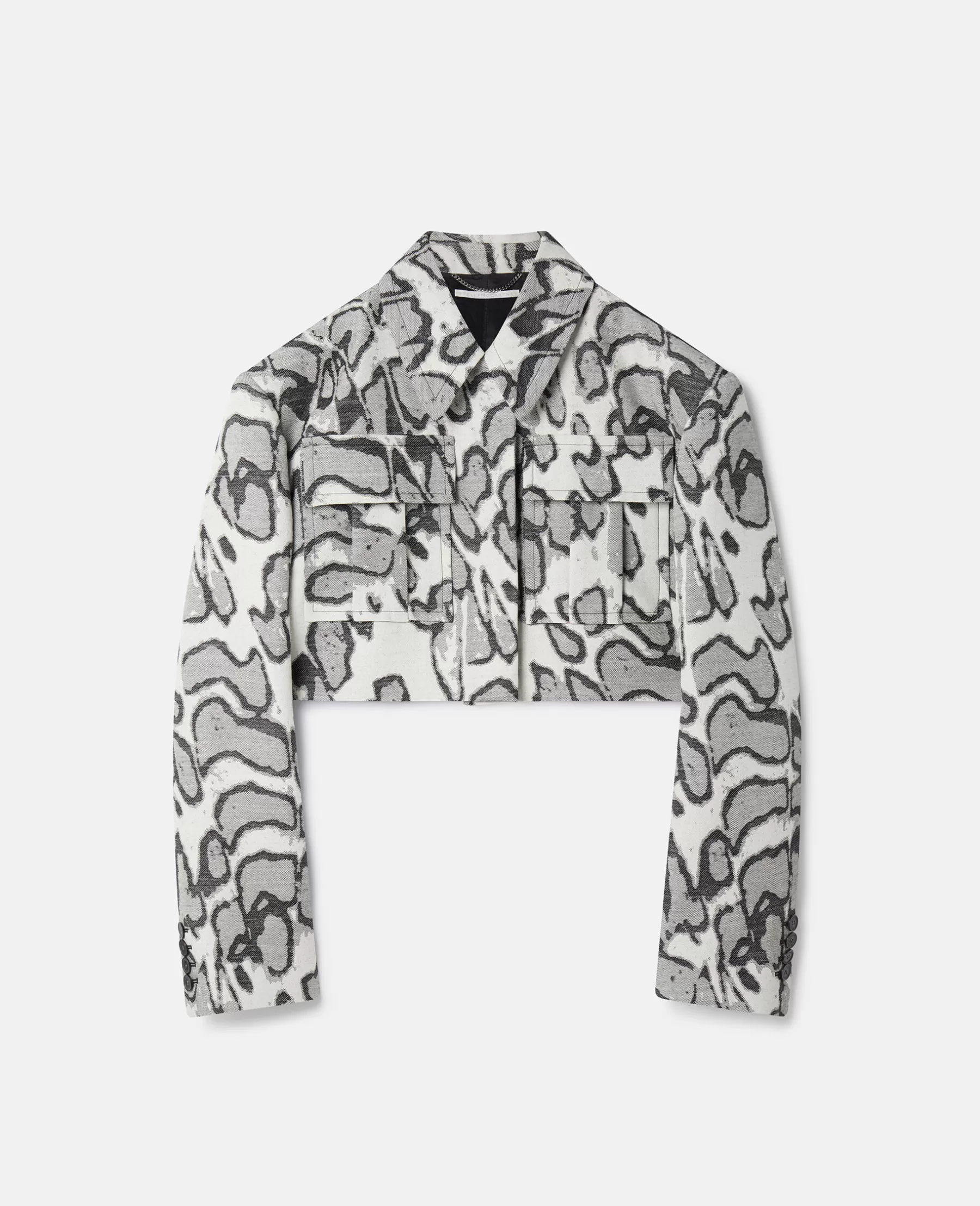 Stella McCartney Abstract Moth Jacquard Cropped Utility Jacket Store