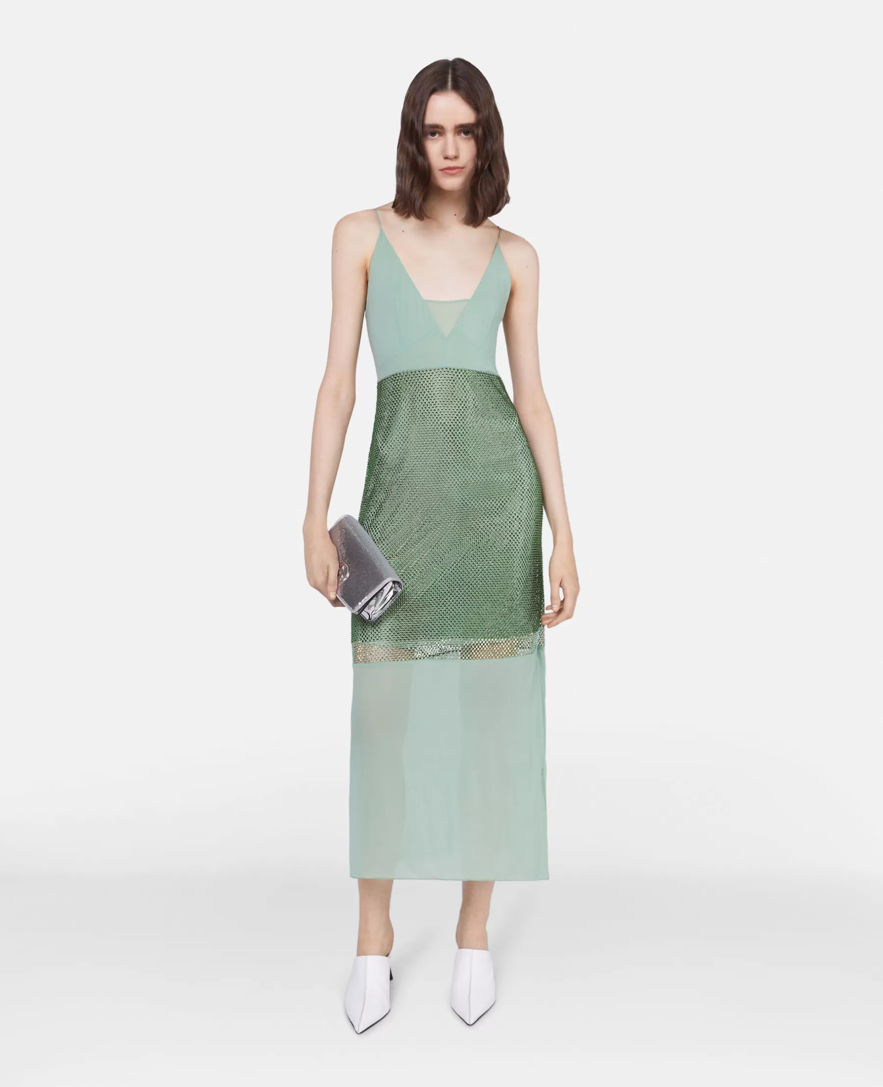 Stella McCartney Crystal Panel Satin Slip Dress Shop