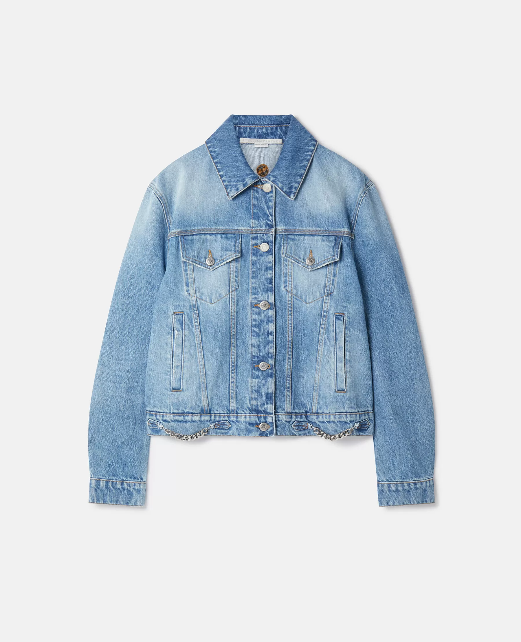 Stella McCartney Falabella Chain Light Wash Denim Jacket Cheap