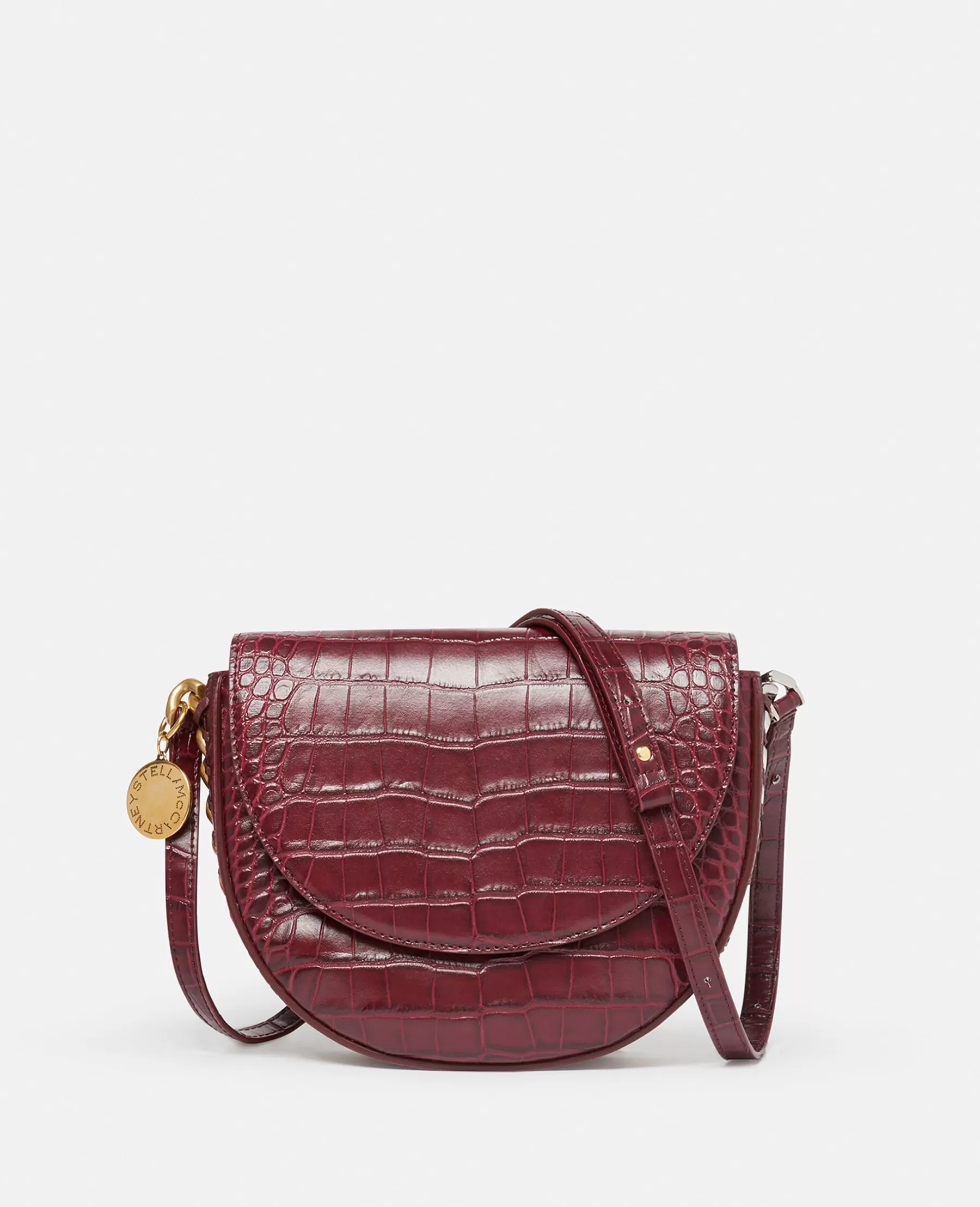 Stella McCartney Frayme Croc-Effect Embossed Medium Flap Shoulder Bag Flash Sale