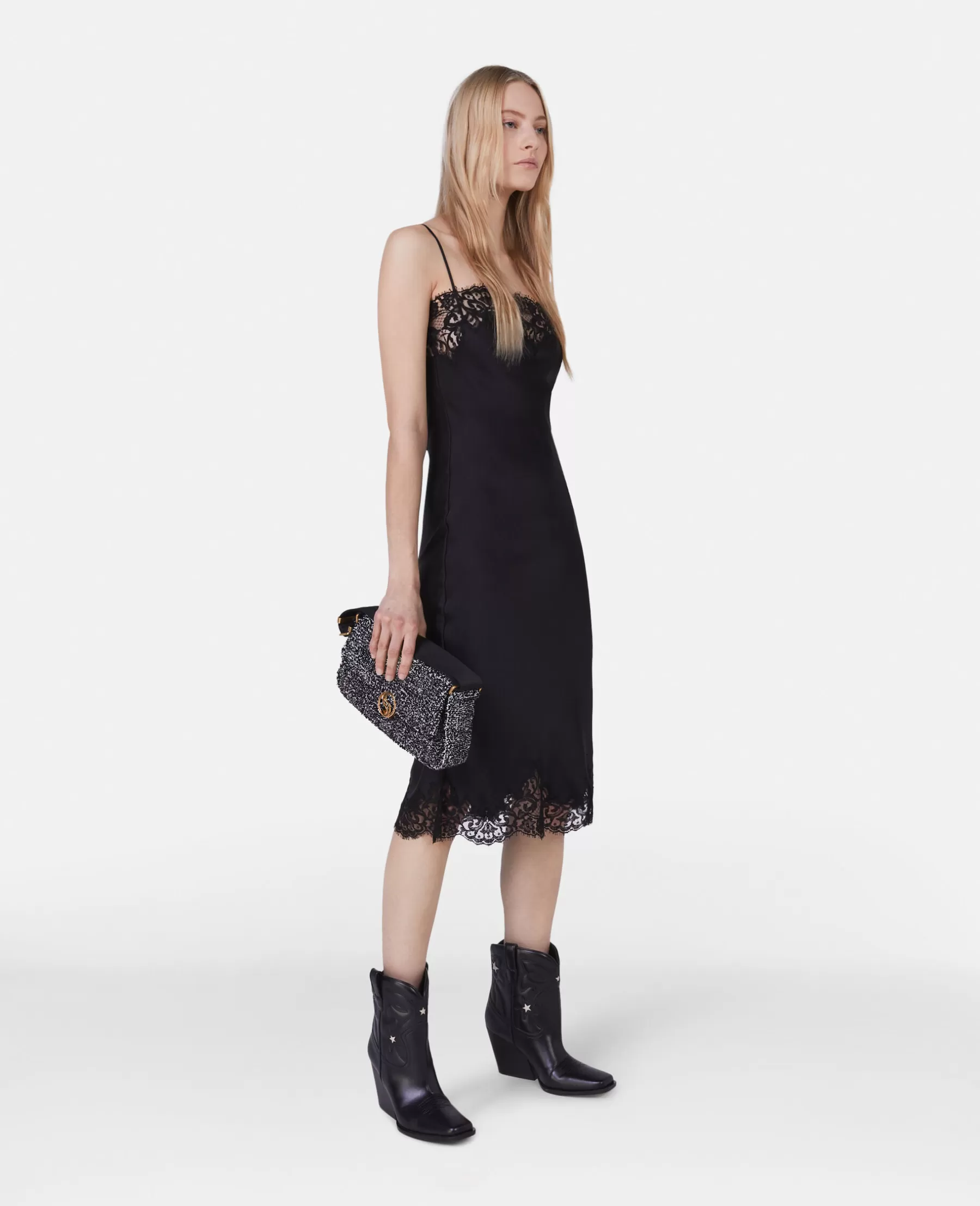 Stella McCartney Guipere Lace Trim Double Satin Cocktail Dress Best Sale