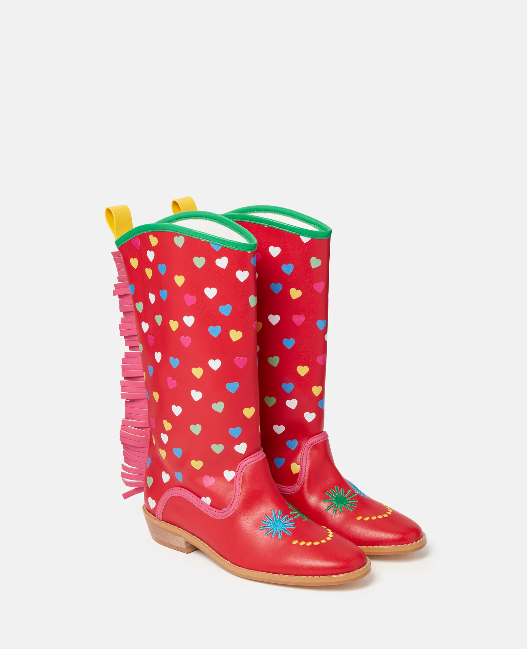 Stella McCartney Heart Print Fringed Cowboy Boots Outlet