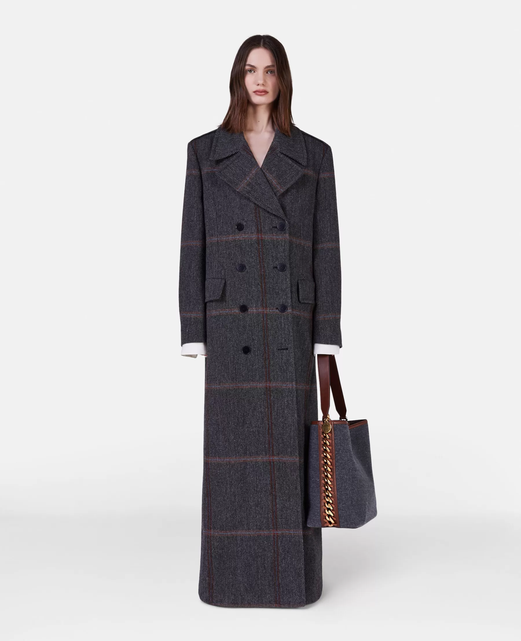 Stella McCartney Herringbone Weave Maxi Overcoat Outlet