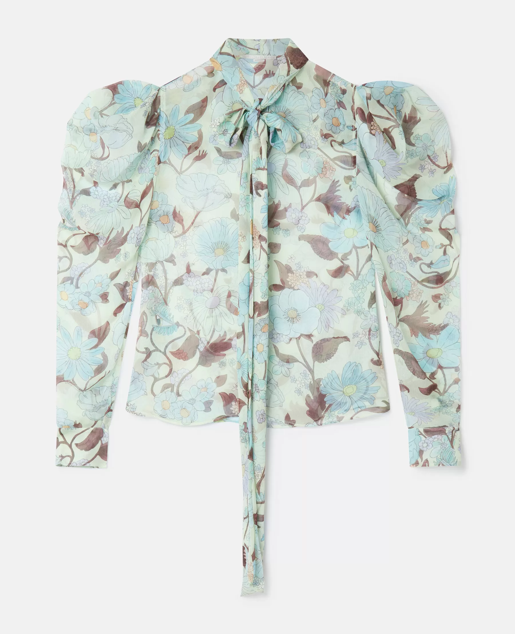 Stella McCartney Lady Garden Print Silk Chiffon Pussybow Shirt Best Sale