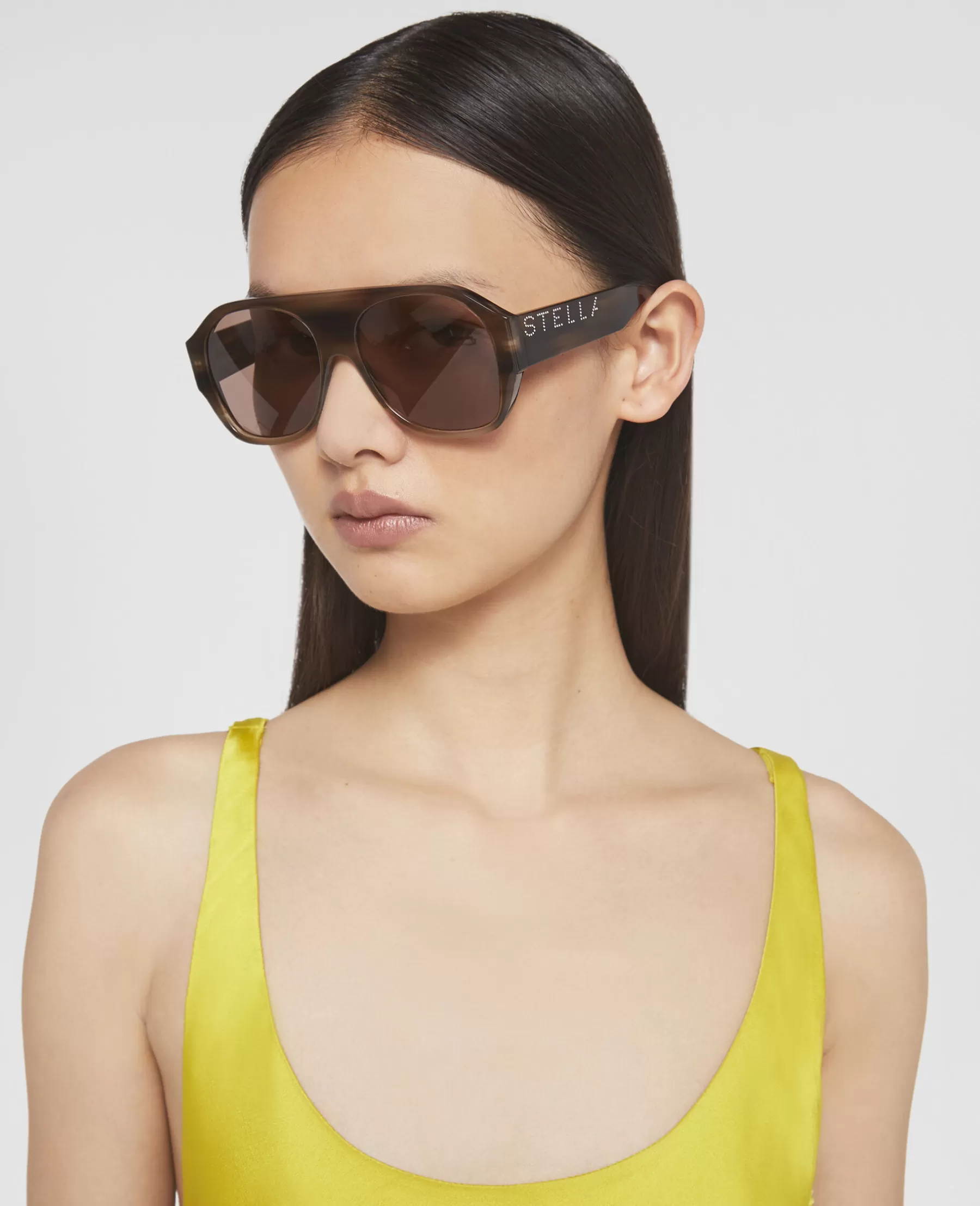 Stella McCartney Logo Chunky Aviator Sunglasses Cheap