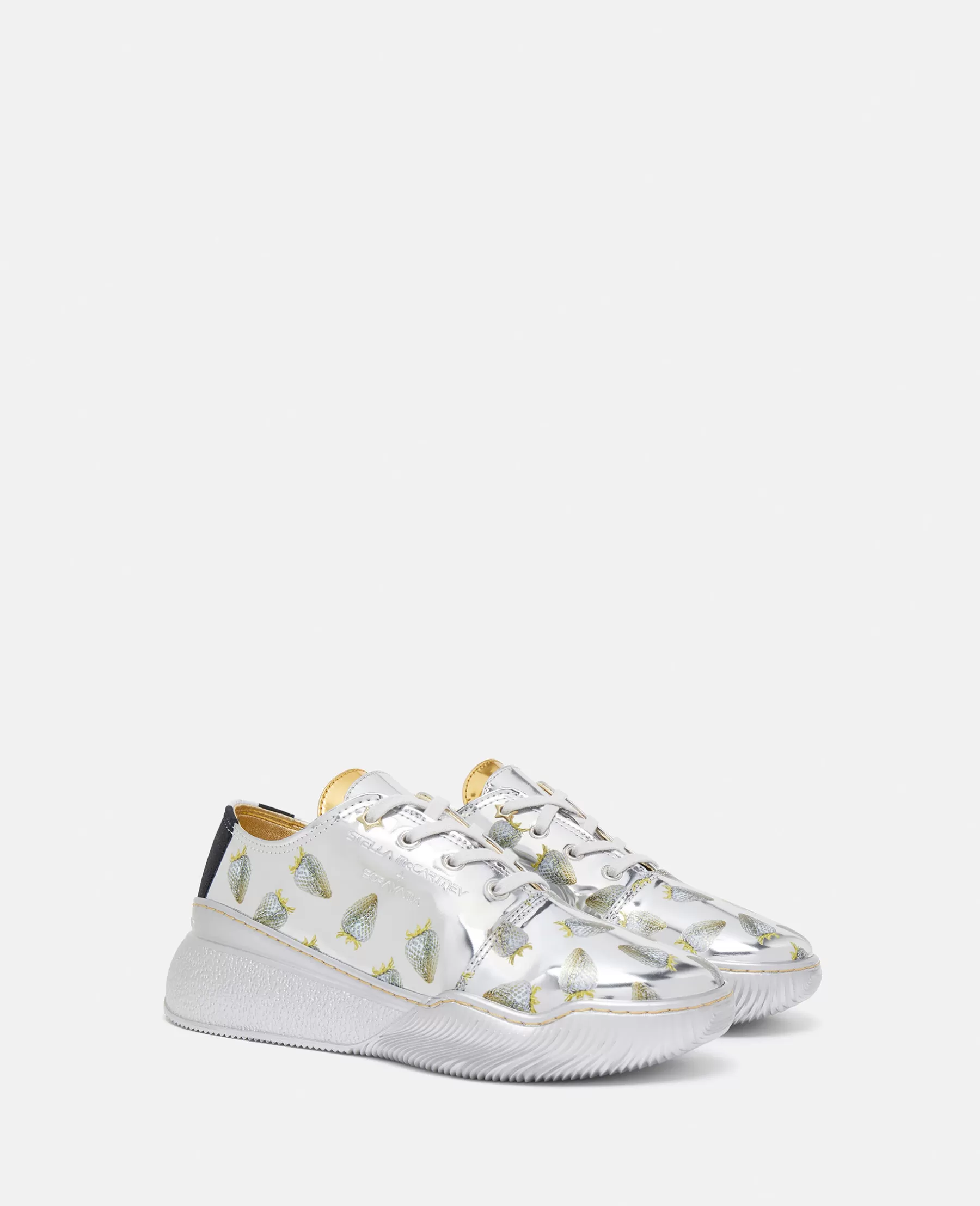 Stella McCartney Loop Strawberry-Print Metallic Low-Top Trainers Best