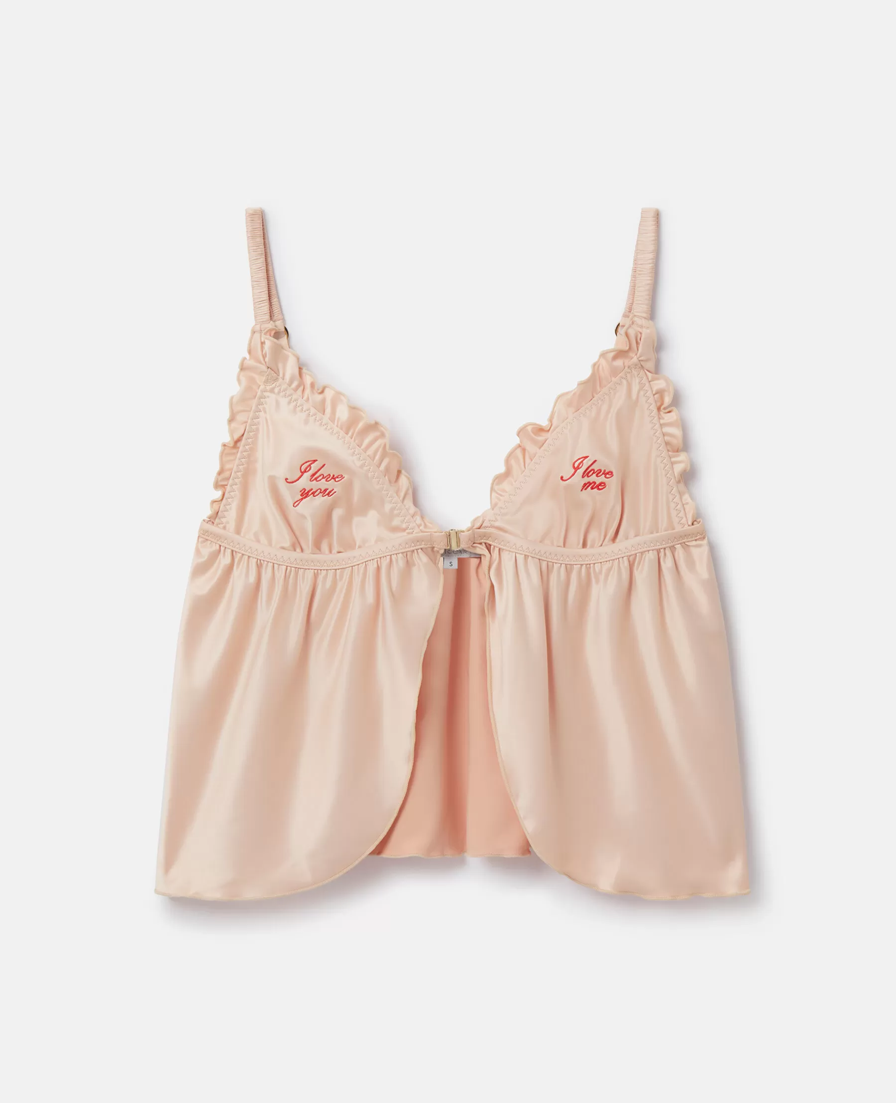 Stella McCartney Love You' Embroidery Satin Flounce Camisole Best