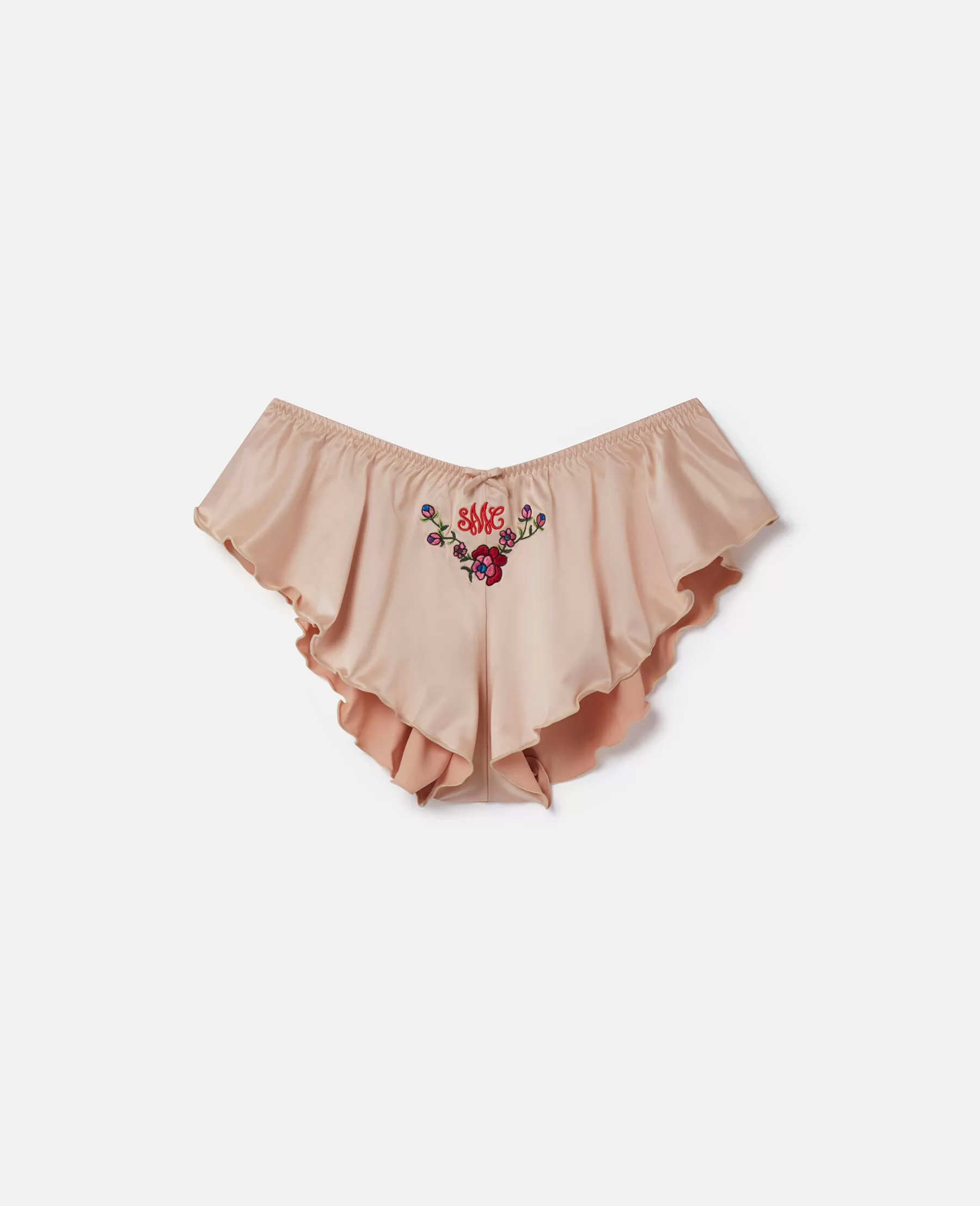 Stella McCartney Love You' Embroidery Satin Flounce Sleep Shorts Shop