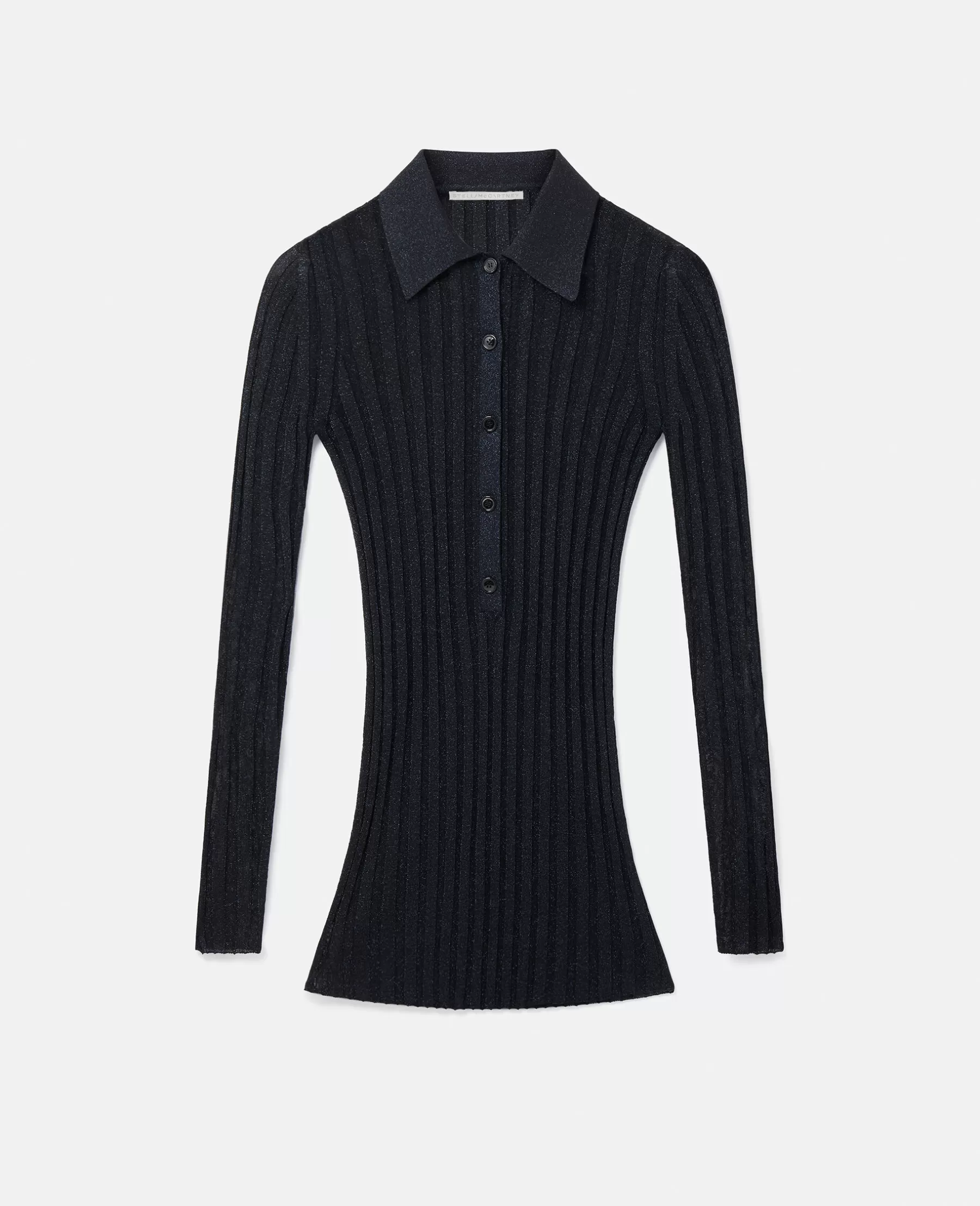 Stella McCartney Lurex Rib Knit Polo Top Discount