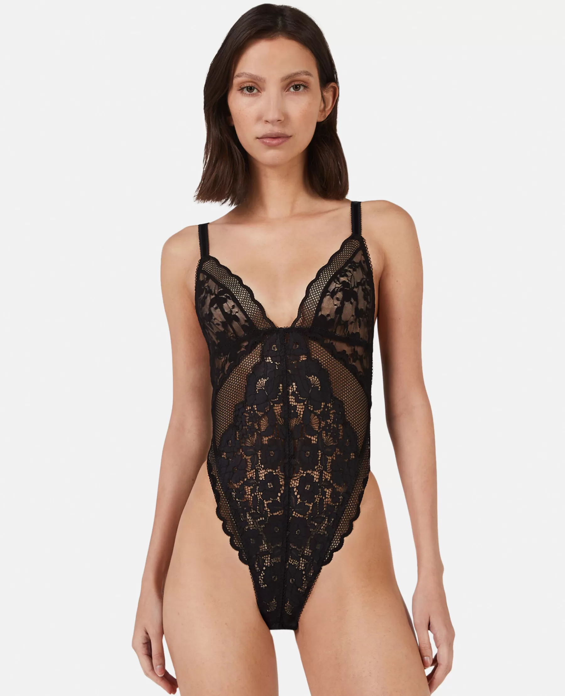 Stella McCartney Patchwork Lace High Leg Bodysuit New