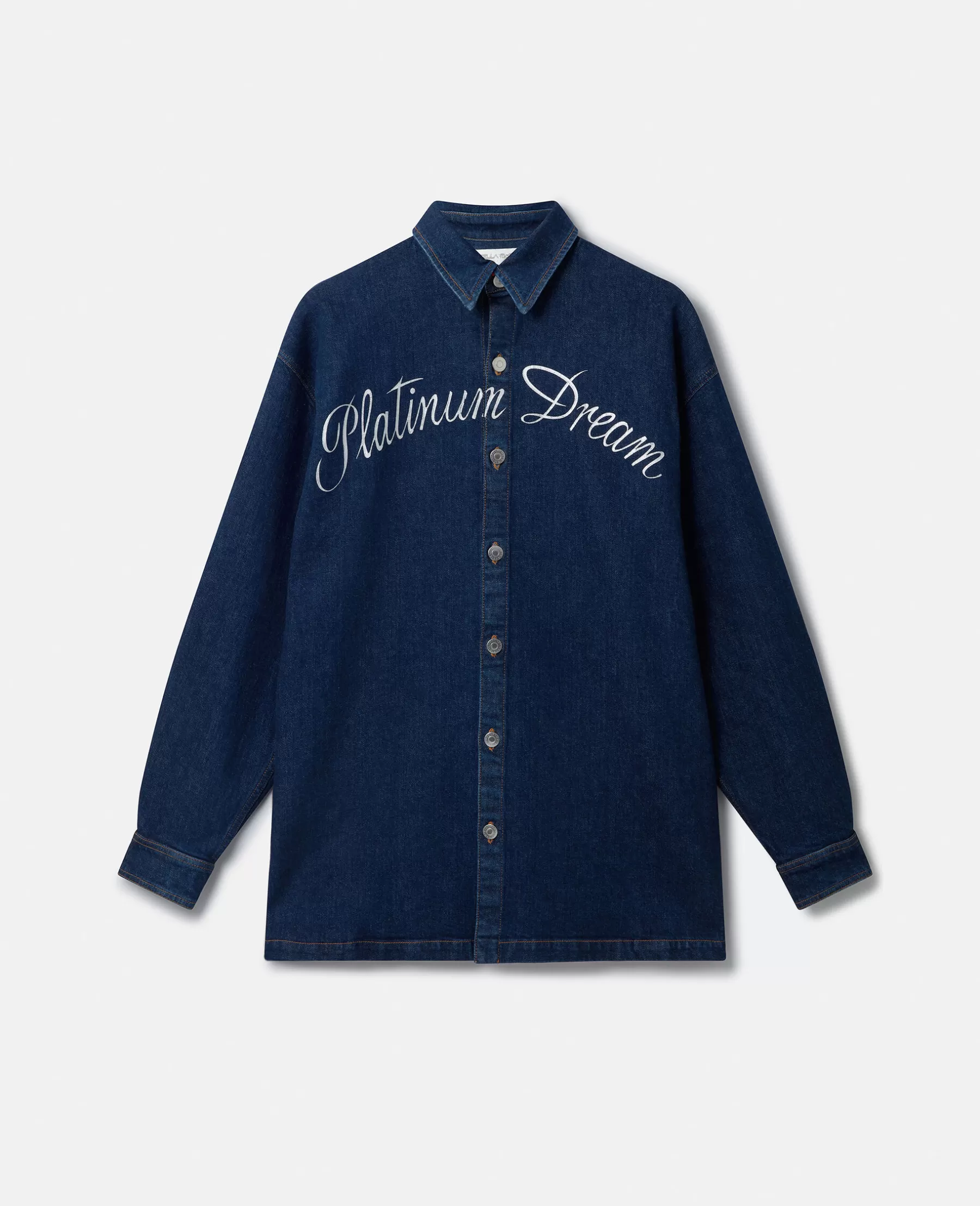 Stella McCartney Platinum Dream Embroidered Oversized Denim Shirt Cheap