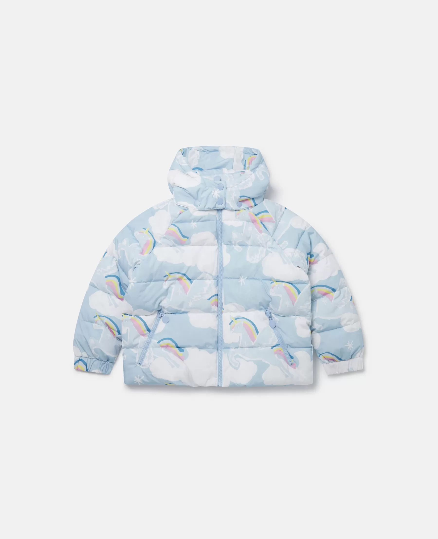 Stella McCartney Rainbow Unicorn Cloud Print Puffer Coat Best