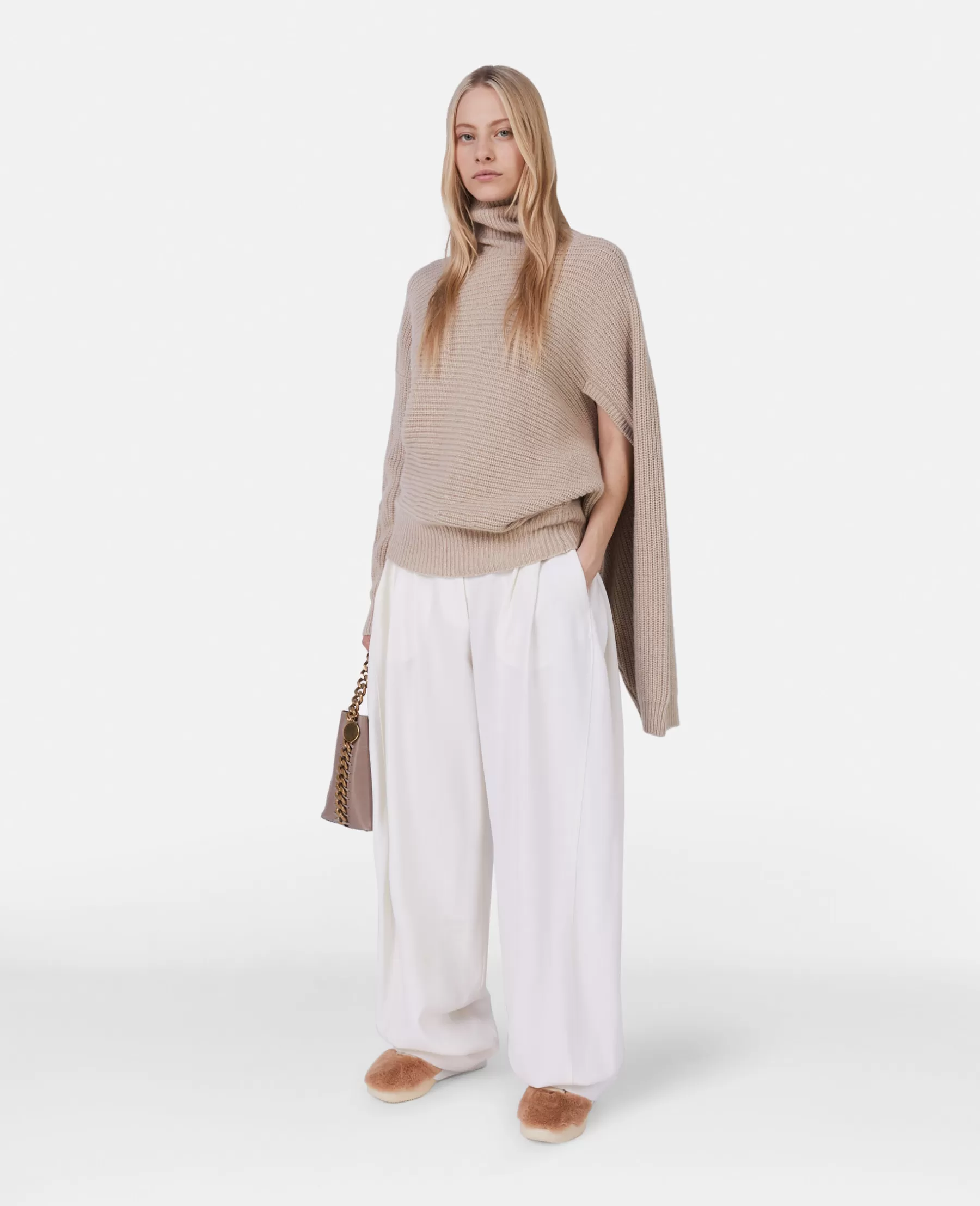 Stella McCartney Rib-Knit Regenerated Cashmere Cape Jumper New