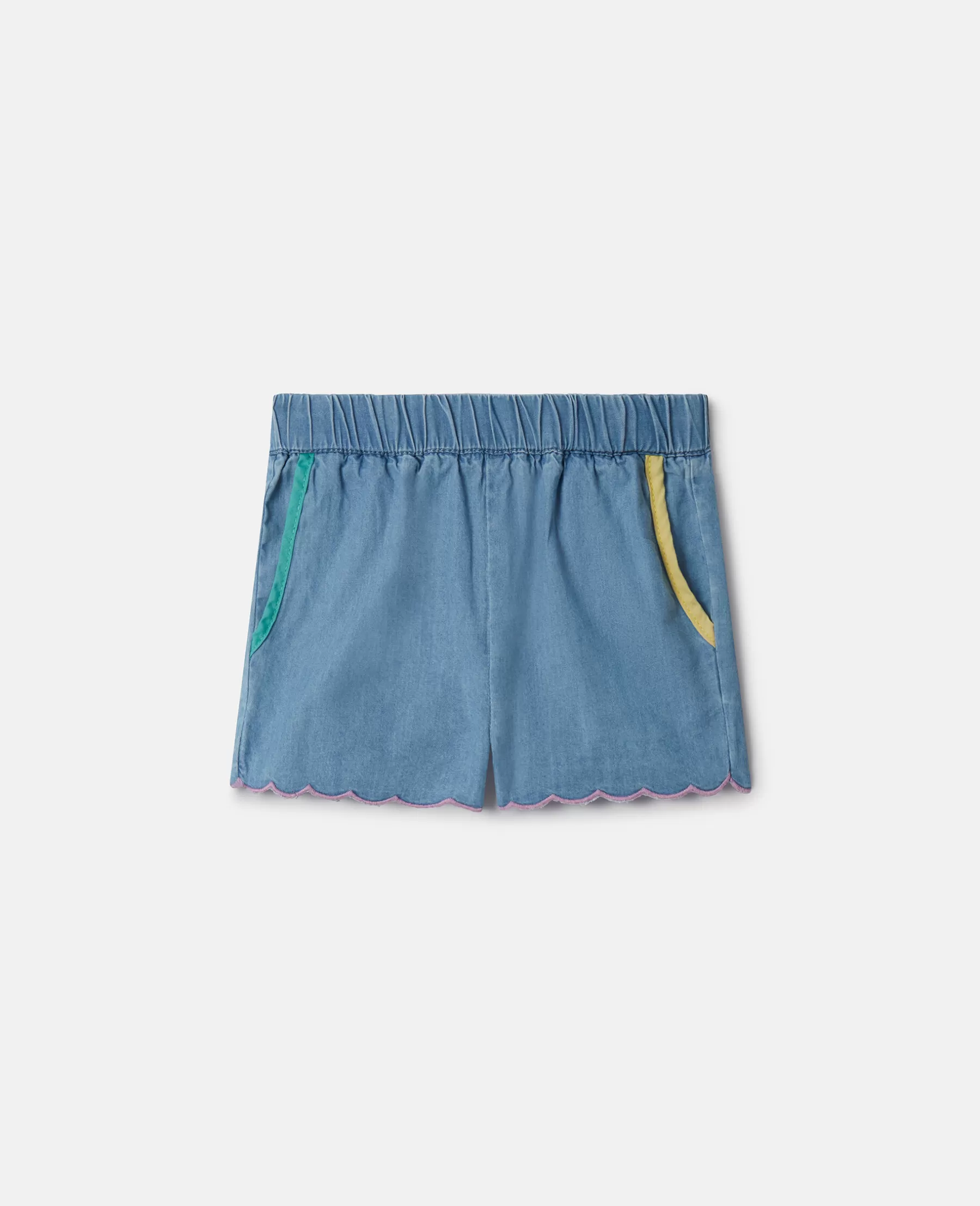 Stella McCartney Scalloped Edge Chambray Shorts New