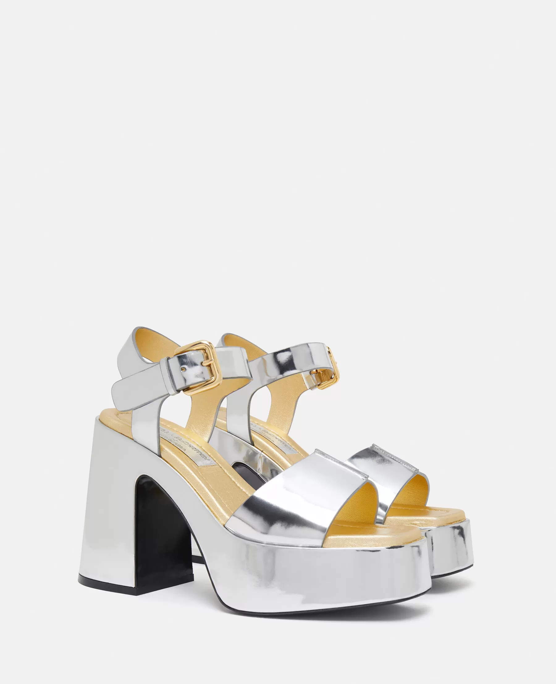 Stella McCartney Skyla Double-Chromatic Mirrored Platform Sandals Shop