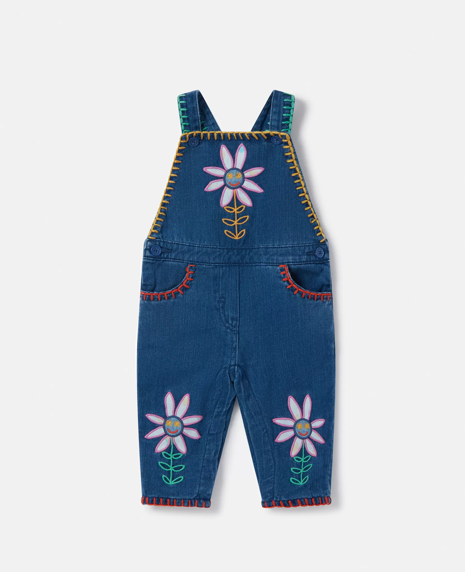 Stella McCartney Smiling Flower Denim Dungarees New