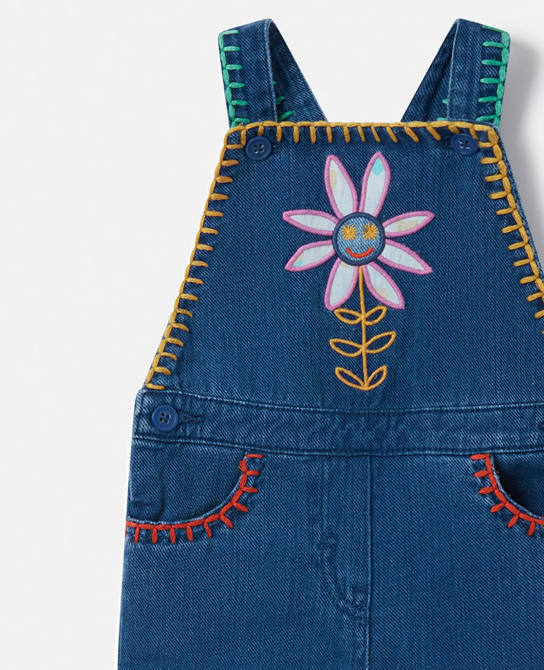 Stella McCartney Smiling Flower Denim Dungarees New