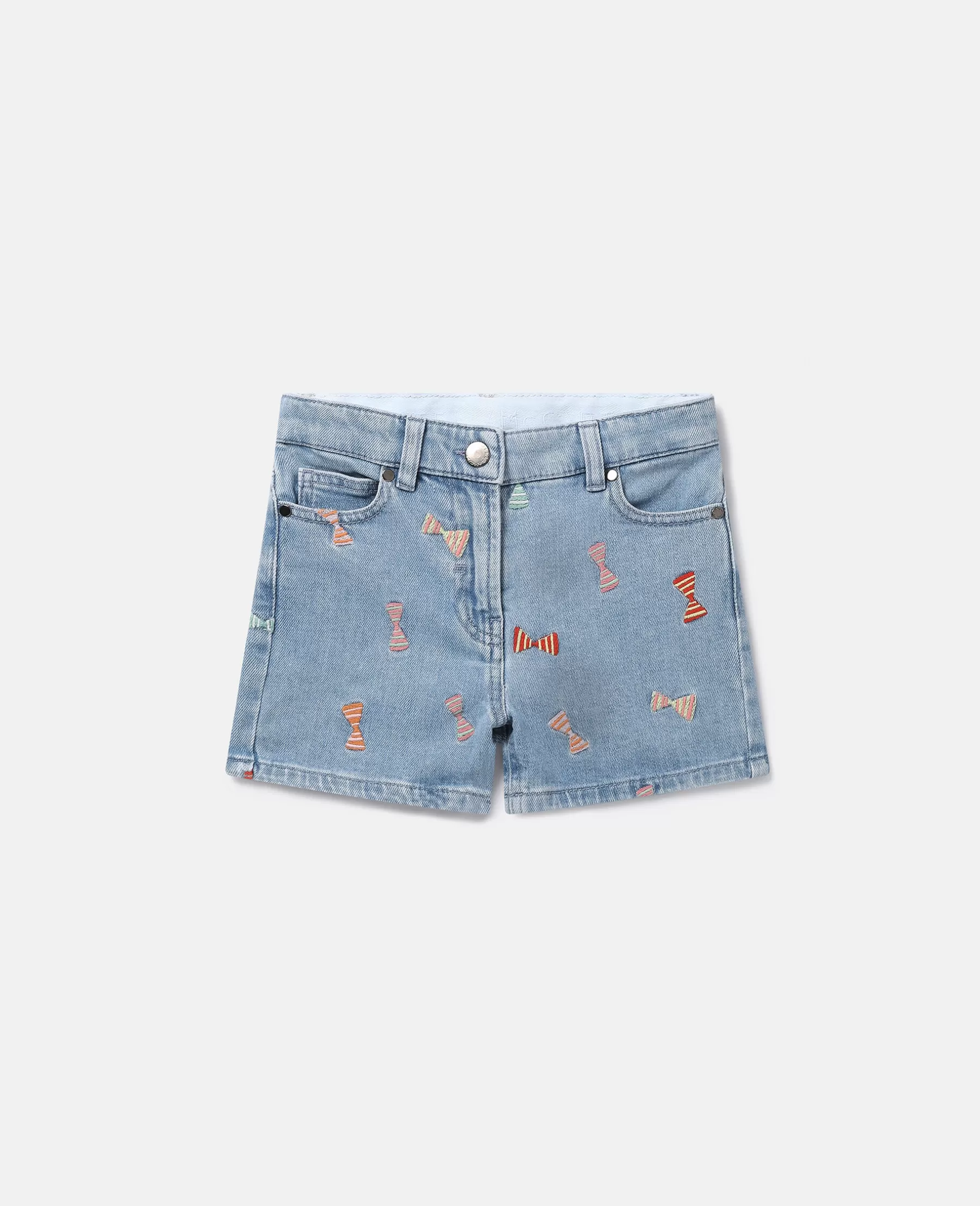 Stella McCartney Striped Bow Print Denim Shorts Cheap