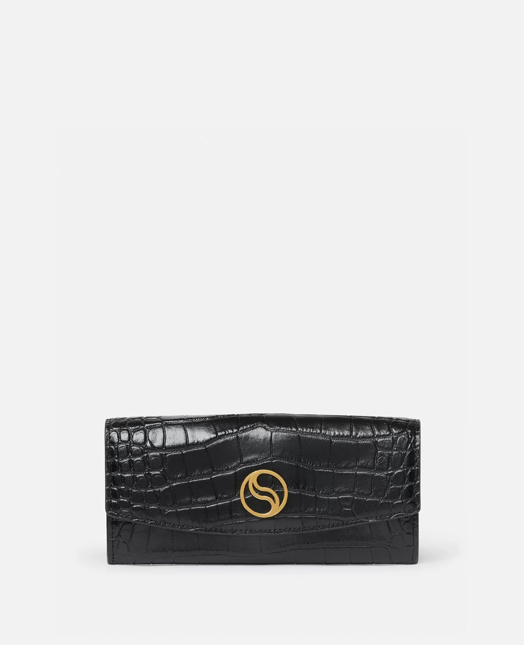 Stella McCartney S-Wave Croc-Effect Continental Wallet Fashion