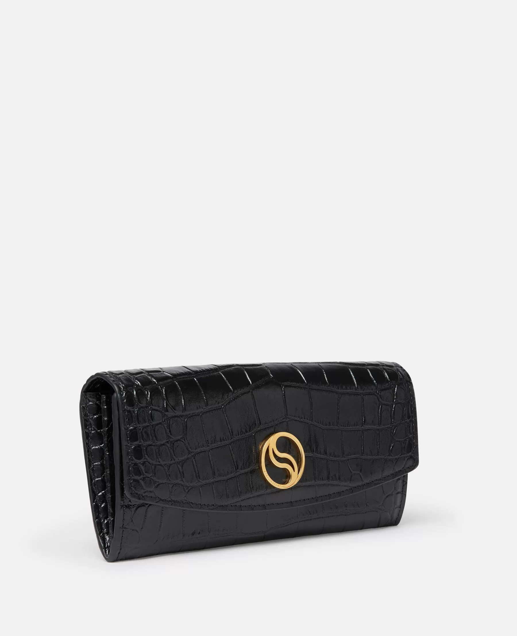 Stella McCartney S-Wave Croc-Effect Continental Wallet Fashion