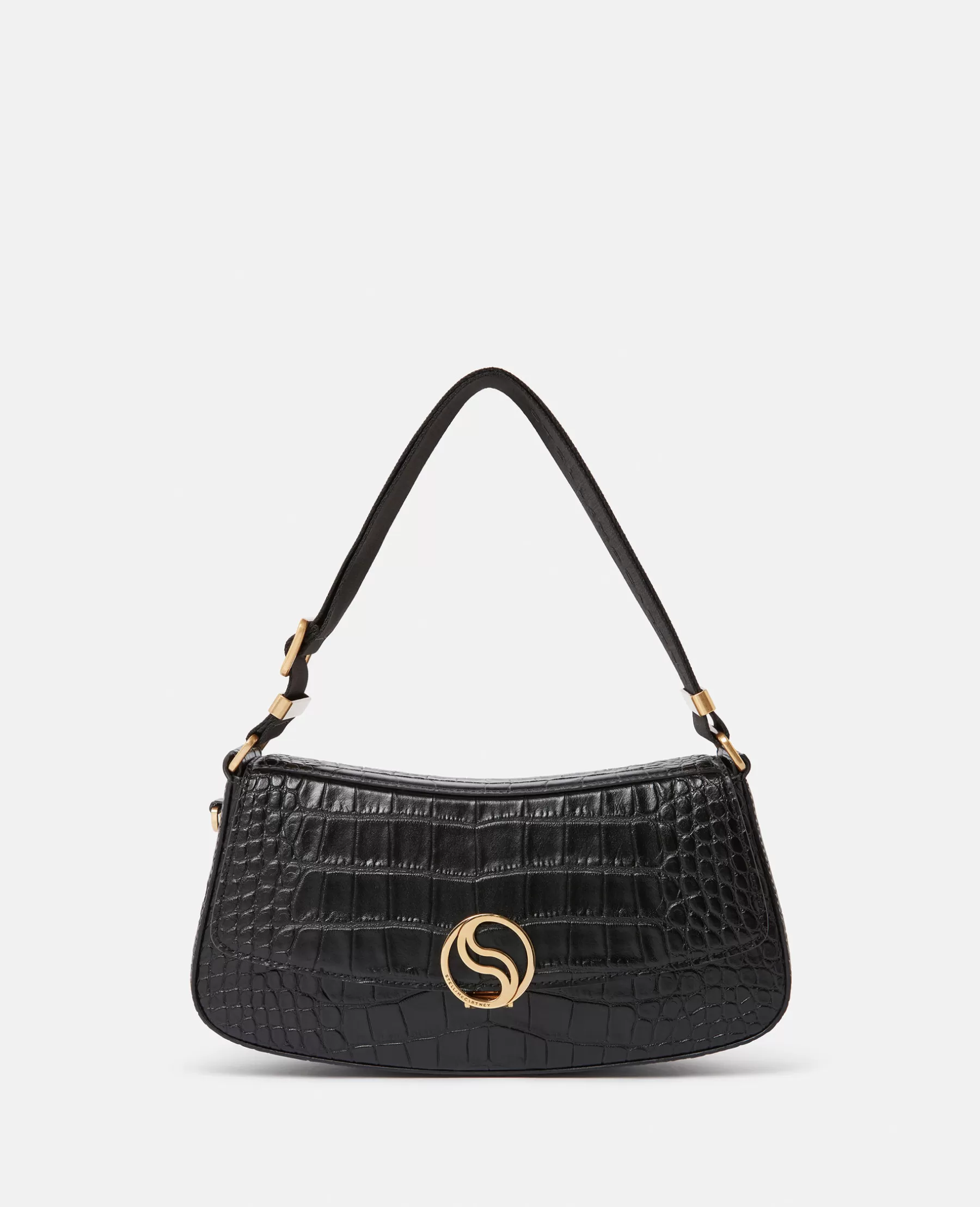 Stella McCartney S-Wave Croc-Effect Embossed Shoulder Bag Best Sale