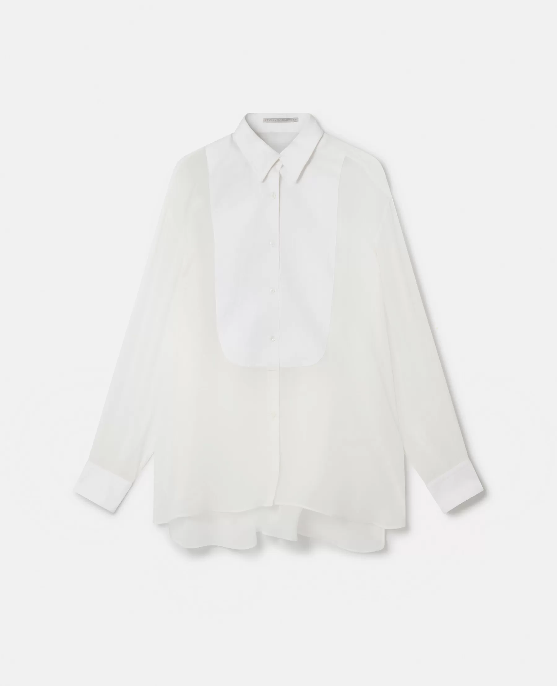 Stella McCartney S-Wave Silk Chiffon Tuxedo Shirt Hot