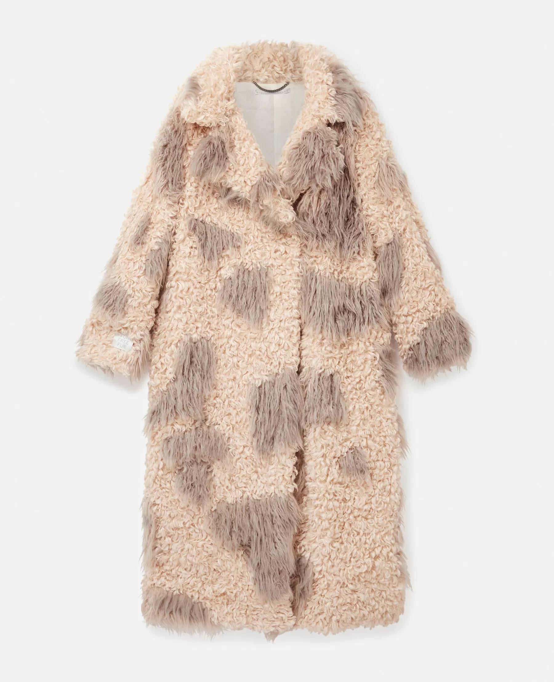 Stella McCartney Tree Bark Print Long Teddy Coat Fashion