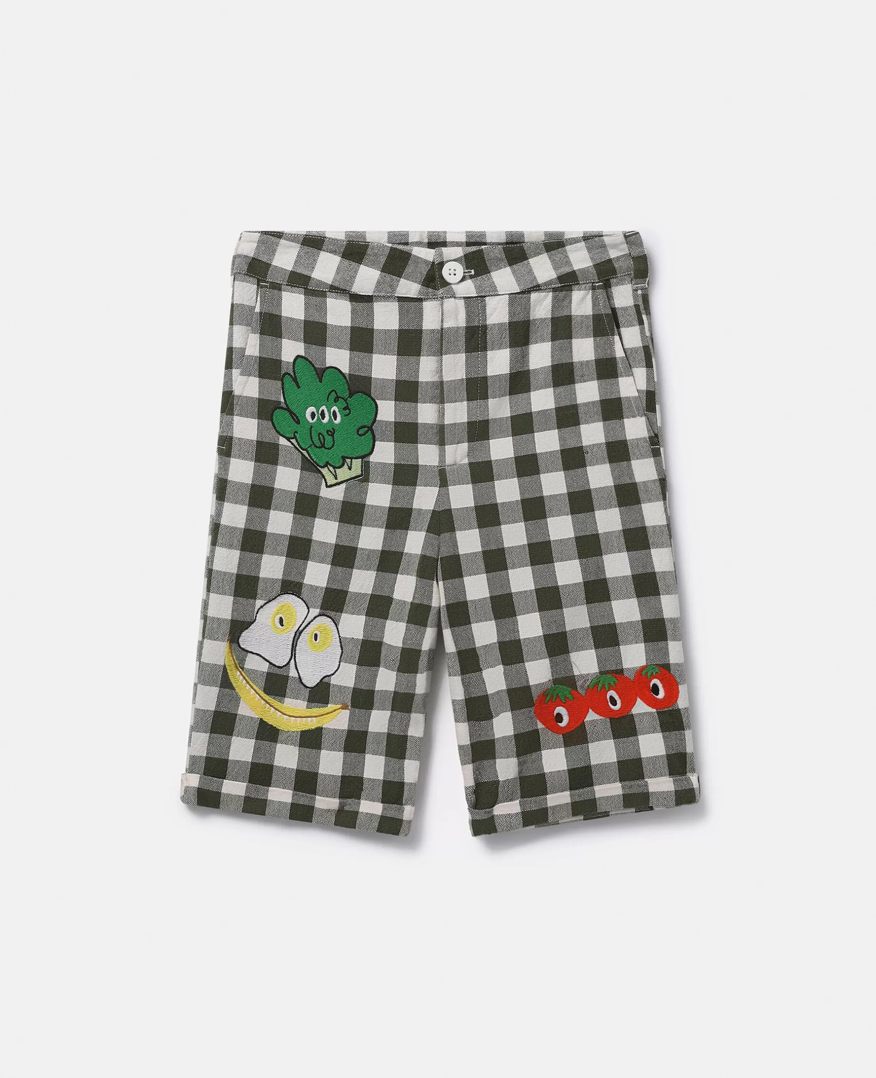 Stella McCartney Veggie Embroidery Gingham Shorts Discount