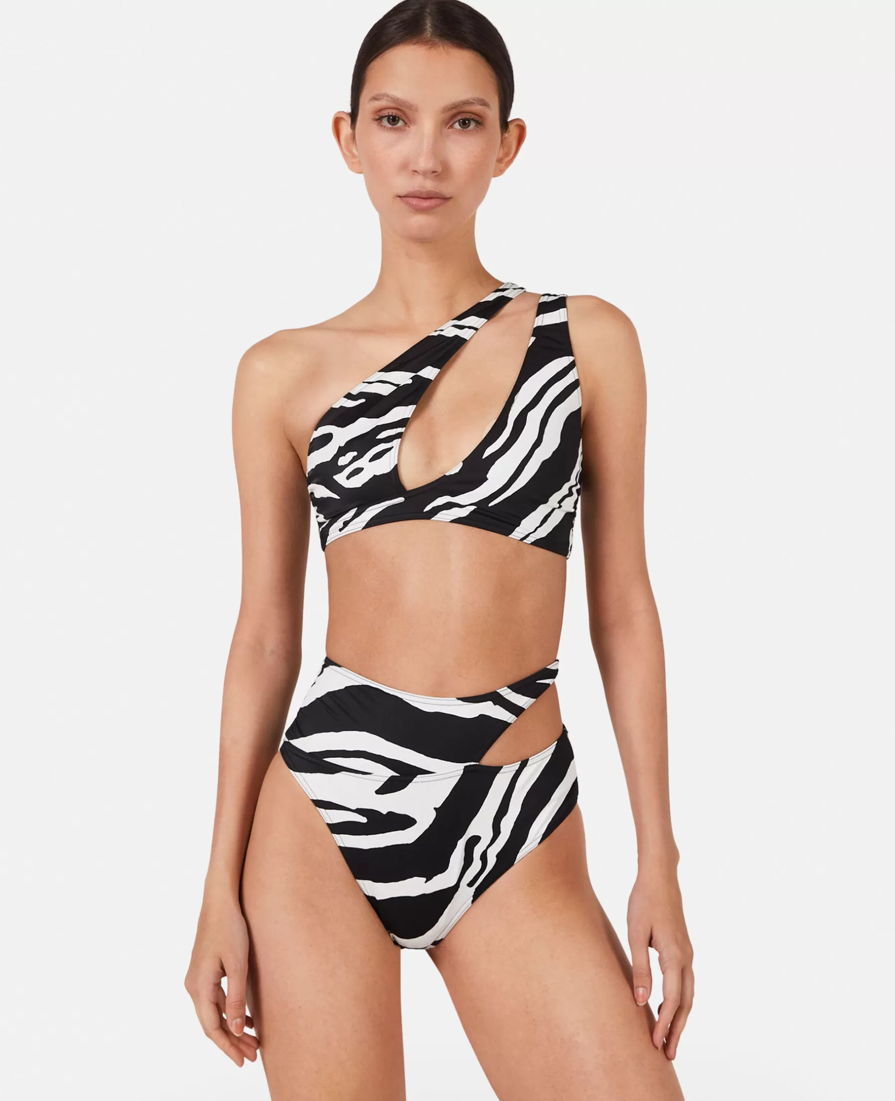 Stella McCartney Zebra Print Cut-Out High-Waisted Bikini Briefs Discount